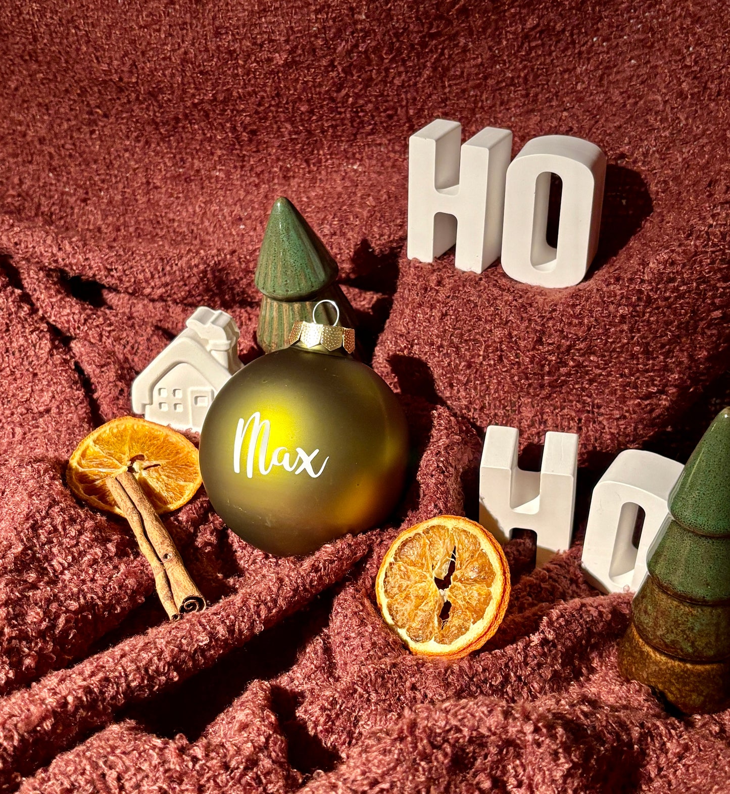Individuell beschriftete Weihnachtskugeln