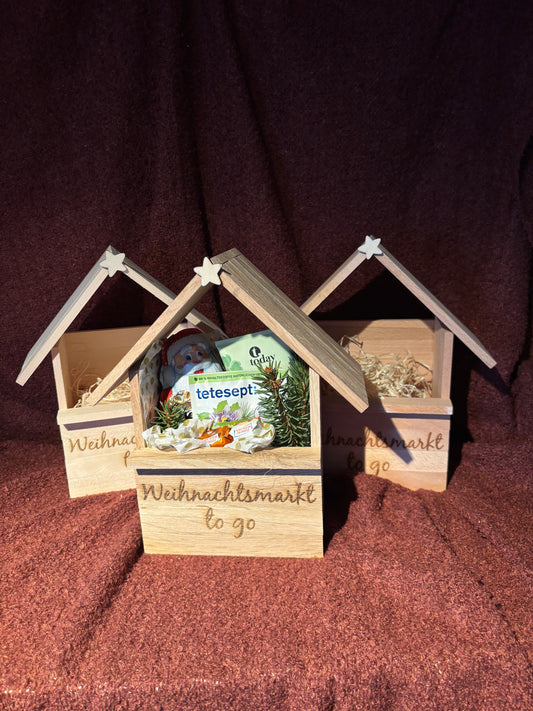 Weihnachtsmarkt to go – Holz-Geschenkverpackung (ohne Inhalt)