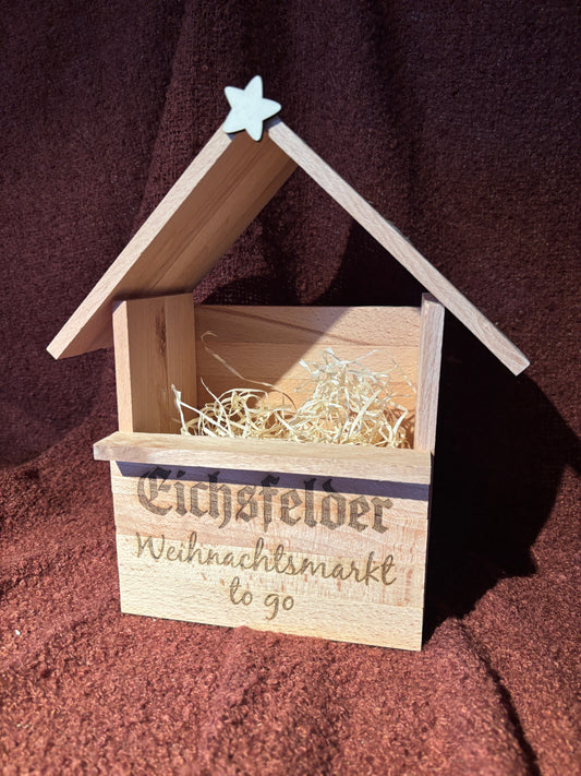 Weihnachtsmarkt to go – Holz-Geschenkverpackung (ohne Inhalt)